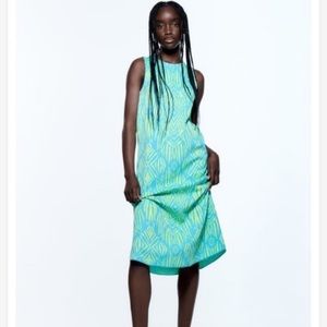 Zara Green Jacquard knit Dress